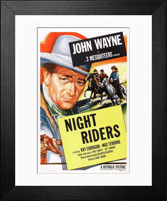 Framed Print : THE NIGHT RIDERS, US poster, John Wayne, 1939