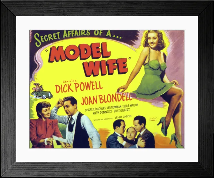 Framed Print : MODEL WIFE, Joan Blondell, Dick Powell, Lee Bowman, Charles Ruggles, 1941