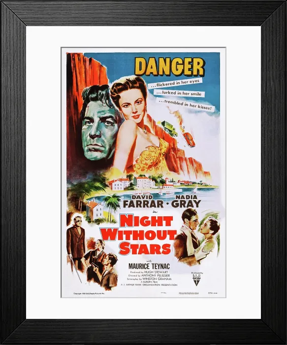 Framed Print : NIGHT WITHOUT STARS, US poster art, Nadia Gray, (top), 1951