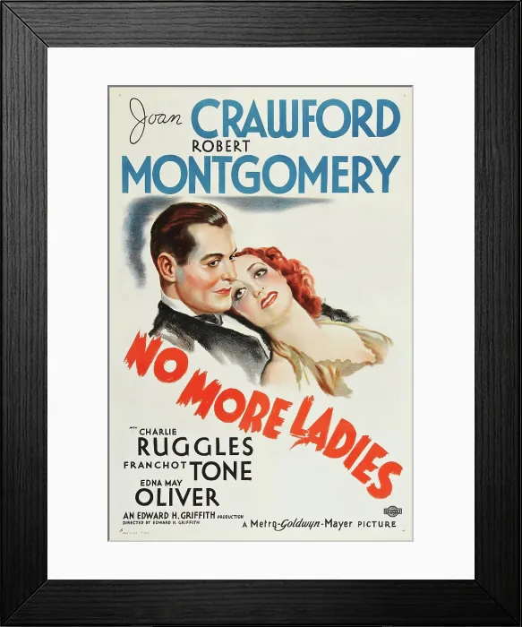 Framed Print : NO MORE LADIES, l-r: Robert Montgomery, Joan Crawford on poster art, 1935