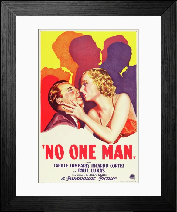 Framed Print : NO ONE MAN, from left on US poster art: Ricardo Cortez, Carole Lombard, 1932