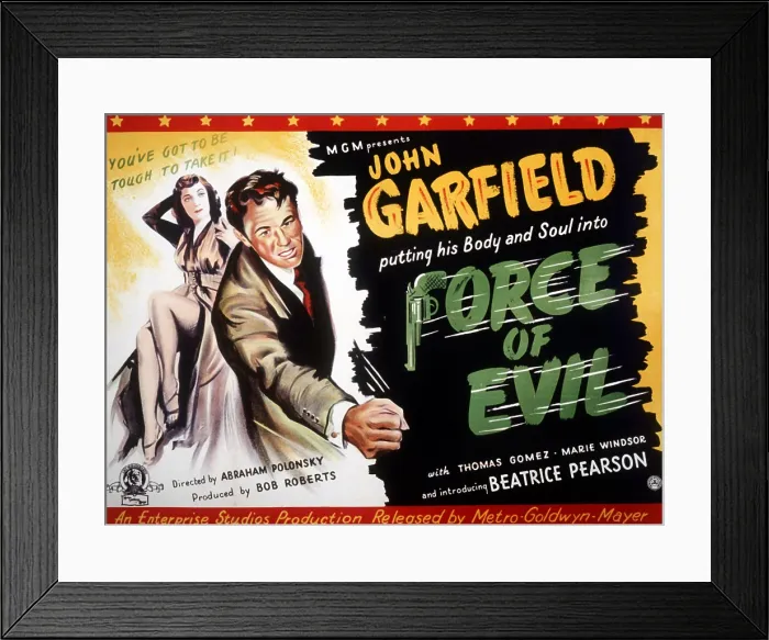 Framed Print : FORCE OF EVIL, from left: Marie Windsor, John Garfield, 1948 forceofevil-fsct01, Photo by: Everett Collection (forceofevil-fsct01)