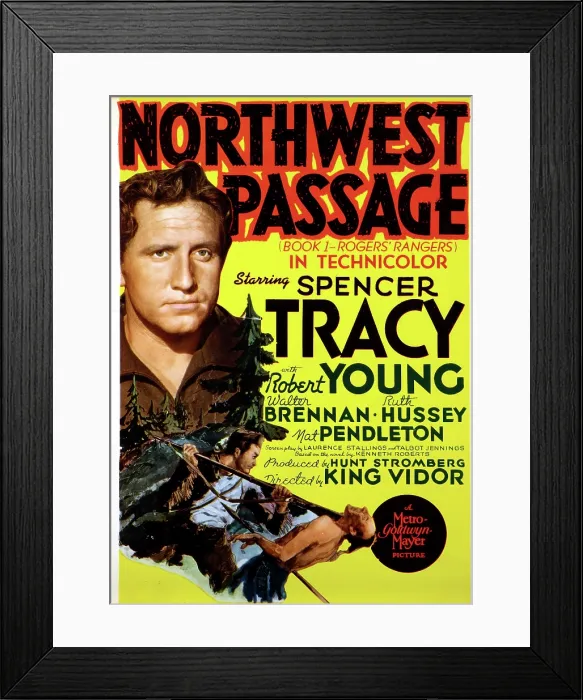 Framed Print : NORTHWEST PASSAGE, left: Spencer Tracy on midget window card, 1940
