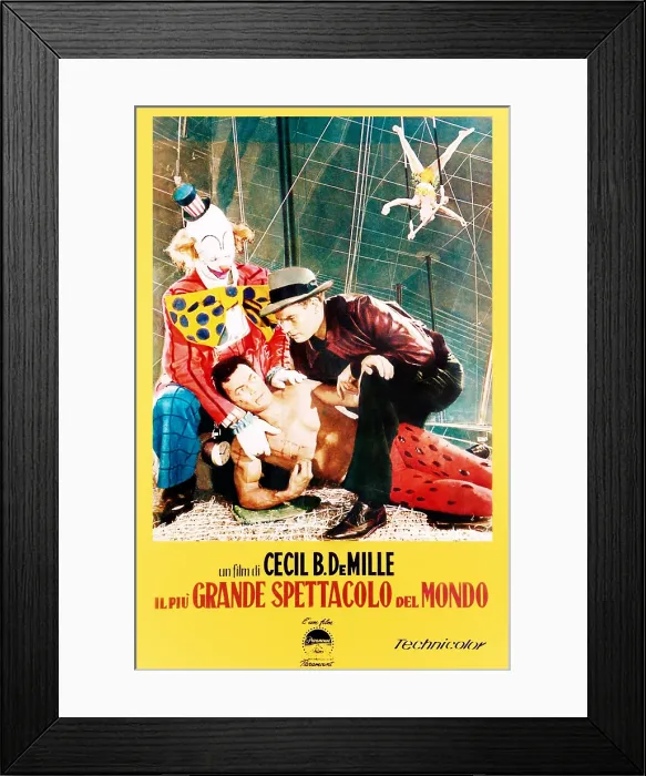 Framed Print : THE GREATEST SHOW ON EARTH, (aka IL PIU GRANDE SPETTACOLO DEL MONDO), foreground from left: James Stewart, Cornel Wilde, Charlton Heston, 1952 GSE 014(89922) Framed Print : THE GREATEST SHOW ON EARTH, (aka IL PIU GRANDE SPETTACOLO DEL MONDO), foreground from left: James Stewart, Cornel Wilde, Charlton Heston, 1952 GSE 014(89922)