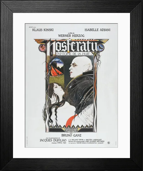 Framed Print : NOSFERATU THE VAMPYRE, (aka NOSFERATU: PHANTOM DER NACHT, aka NOSFERATU FANTOME DE LA NUIT), French poster, from left: Isabelle Adjani, Klaus Kinski, 1979 Framed Print : NOSFERATU THE VAMPYRE, (aka NOSFERATU: PHANTOM DER NACHT, aka NOSFERATU FANTOME DE LA NUIT), French poster, from left: Isabelle Adjani, Klaus Kinski, 1979