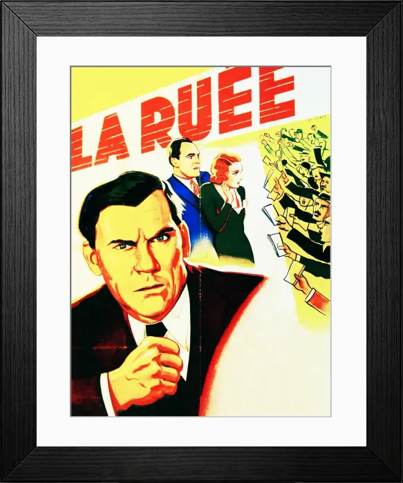 Framed Print : AMERICAN MADNESS, (aka LA RUEE), Walter Huston (front), rear from left: Pat O'Brien, Constance Cummings, 1932, amrmd_katos_5_h