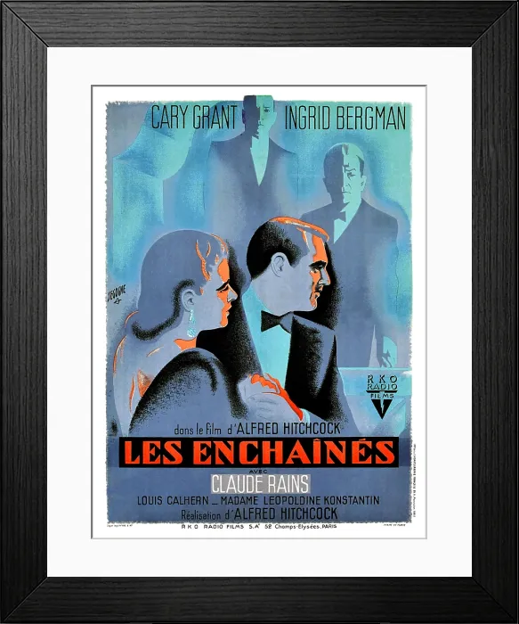 Framed Print : NOTORIOUS, (aka LES ENCHAINES), clockwise from top on French poster art: Ivan Triesault, Claude Rains, Cary Grant, Ingrid Bergman, 1946 Framed Print : NOTORIOUS, (aka LES ENCHAINES), clockwise from top on French poster art: Ivan Triesault, Claude Rains, Cary Grant, Ingrid Bergman, 1946