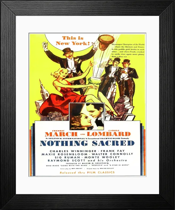 Framed Print : NOTHING SACRED, US re-release ad art, inset from left: Carole Lombard, Fredric March, 1937