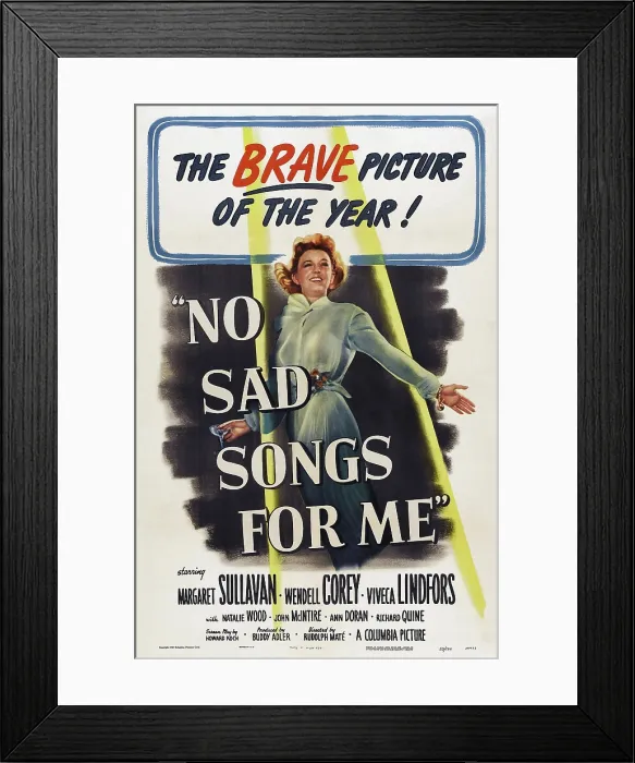 Framed Print : NO SAD SONGS FOR ME, US poster, Margaret Sullavan, 1950