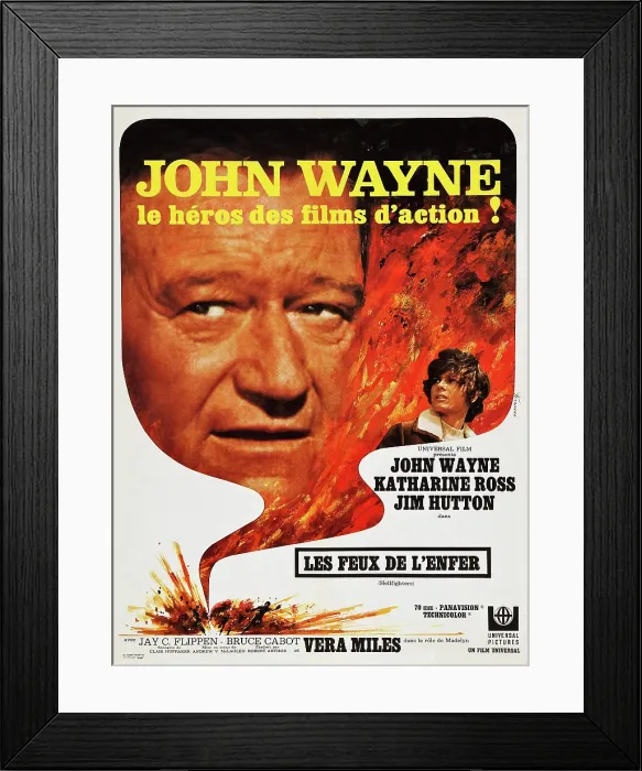 Framed Print : HELLFIGHTERS, (aka LES FEUX DE L'ENFER), French poster, John Wayne, Katharine Ross, 1969