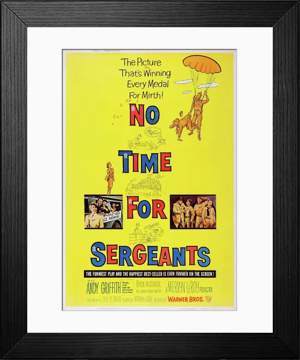 Framed Print : NO TIME FOR SERGEANTS, US poster, right box from left: Howard Smith, Nick Adams, Andy Griffith, Myron McCormick, 1958 Framed Print : NO TIME FOR SERGEANTS, US poster, right box from left: Howard Smith, Nick Adams, Andy Griffith, Myron McCormick, 1958