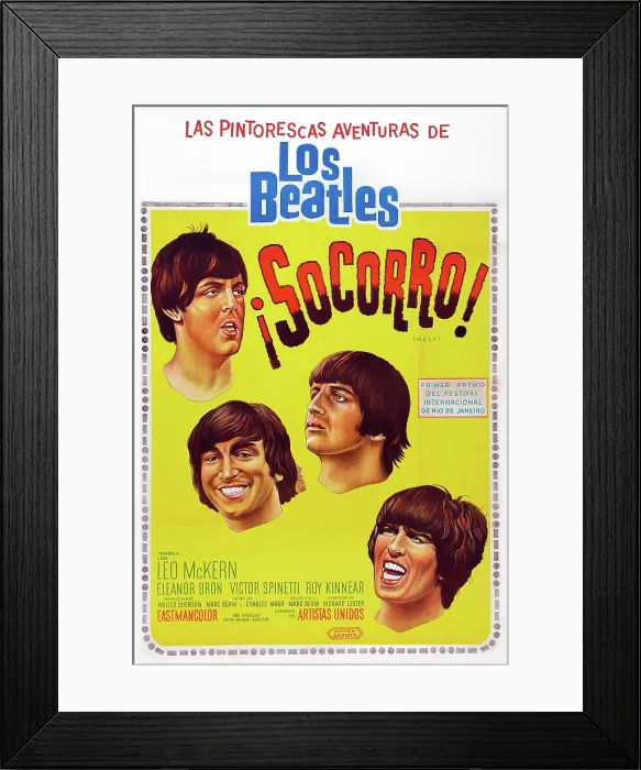 Framed Print : HELP!, Argentinean poster art, The Beatles from top: Paul McCartney, John Lennon, Ringo Starr, George Harrison, 1965 Framed Print : HELP!, Argentinean poster art, The Beatles from top: Paul McCartney, John Lennon, Ringo Starr, George Harrison, 1965