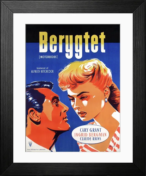Framed Print : NOTORIOUS, from left, Cary Grant, Ingrid Bergman, 1946