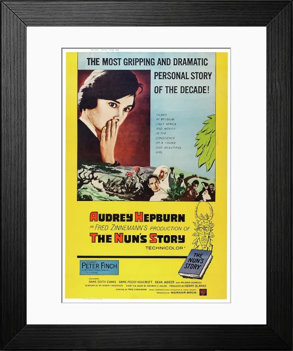 Framed Print : THE NUN'S STORY, top: Audrey Hepburn, bottom l-r: Peter Finch, Audrey Hepburn, 1959