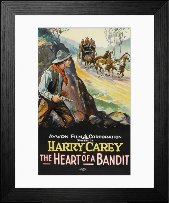 Framed Print : THE HEART OF A BANDIT, left: Harry Carey on poster art, 1915