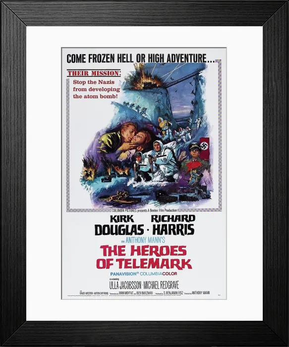 Framed Print : THE HEROES OF TELEMARK, US poster art, Kirk Douglas, (left), 1965