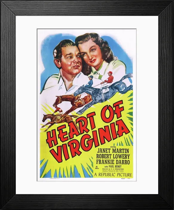 Framed Print : HEART OF VIRGINIA, US poster art, from left: Robert Lowery, Janet Martin, 1948