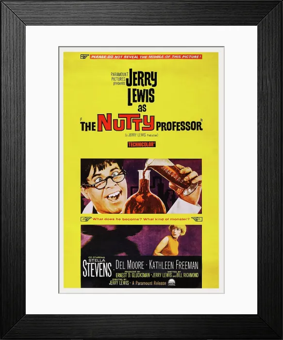 Framed Print : THE NUTTY PROFESSOR, US poster, from top: Jerry Lewis, Stella Stevens, 1963 Framed Print : THE NUTTY PROFESSOR, US poster, from top: Jerry Lewis, Stella Stevens, 1963