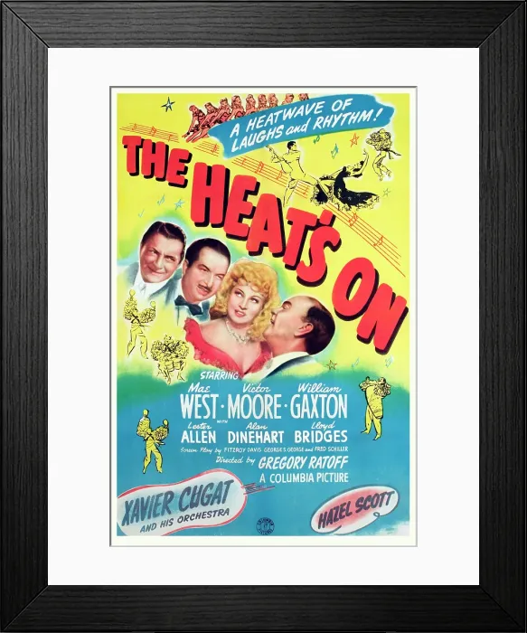 Framed Print : THE HEAT'S ON, William Gaxton, Xavier Cugat, Mae West, Victor Moore, 1943 Framed Print : THE HEAT'S ON, William Gaxton, Xavier Cugat, Mae West, Victor Moore, 1943