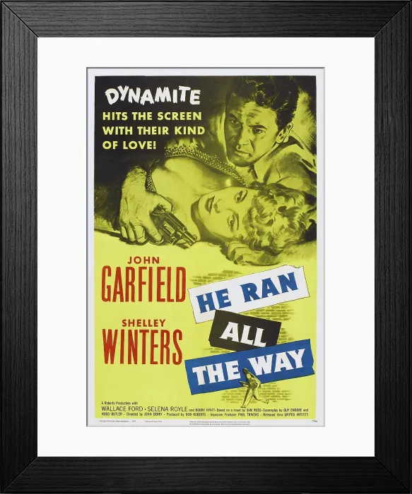 Framed Print : HE RAN ALL THE WAY, US poster art, from left: John Garfield, Shelley Winters, 1951