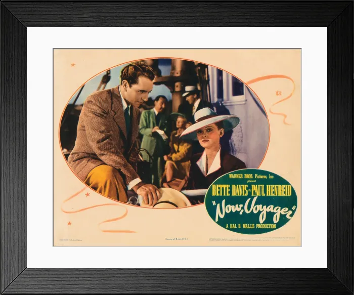 Framed Print : NOW, VOYAGER, lobbycard, from left: Bette Davis, Paul Henreid, 1942