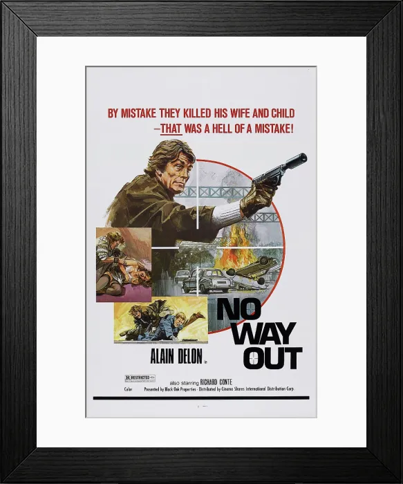 Framed Print : NO WAY OUT, (aka BIG GUNS - TONY ARZENTA), US poster, Alain Delon, 1973 Framed Print : NO WAY OUT, (aka BIG GUNS - TONY ARZENTA), US poster, Alain Delon, 1973