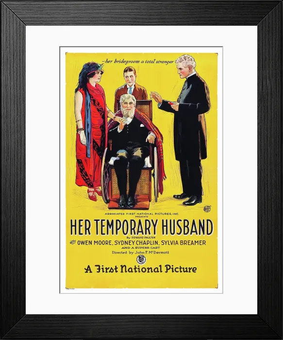 Framed Print : HER TEMPORARY HUSBAND, poster art, 1923