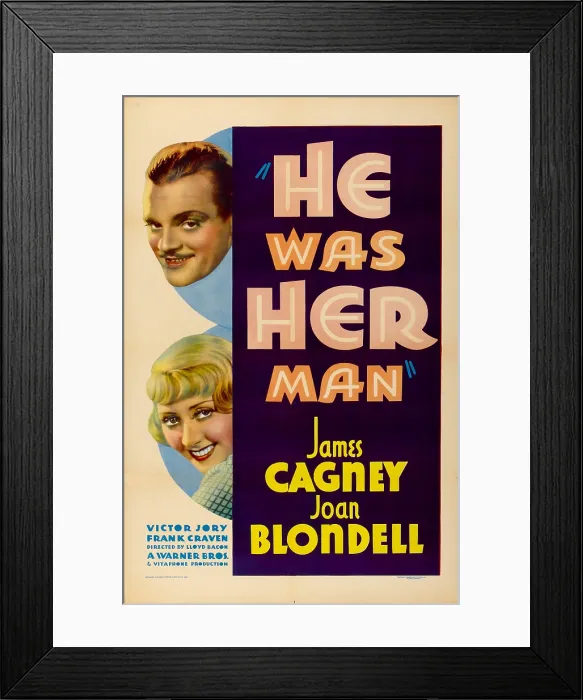 Framed Print : HE WAS HER MAN, top to bottom: James Cagney, Joan Blondell, 1934