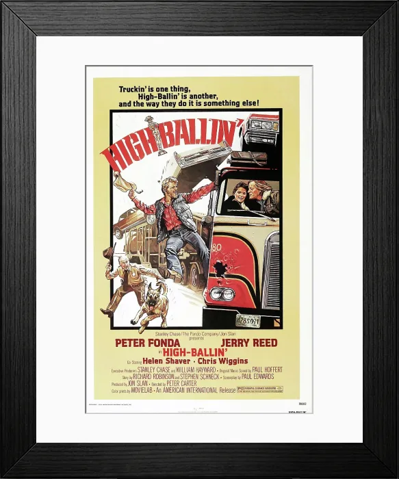 Framed Print : HIGH-BALLIN, US poster, from left: Jerry Reed, Helen Shaver, Peter Fonda, American International / courtesy Everett Collection bottom left: Chris Wiggins, 1978