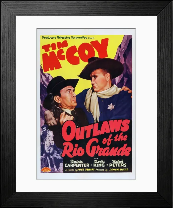 Framed Print : OUTLAWS OF THE RIO GRANDE, US poster art, Tim McCoy (right), 1941