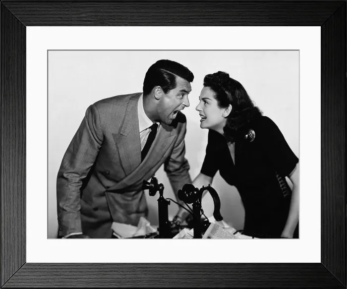 Framed Print : HIS GIRL FRIDAY, from left: Cary Grant, Rosalind Russell, 1940