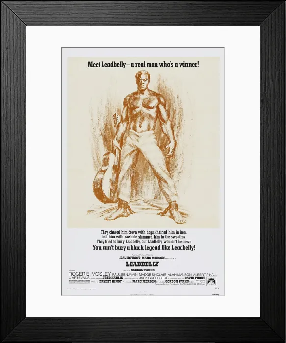 Framed Print : LEADBELLY, Roger E. Mosley on poster art, 1976 Framed Print : LEADBELLY, Roger E. Mosley on poster art, 1976
