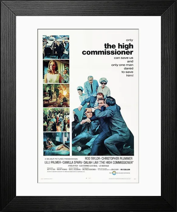 Framed Print : THE HIGH COMMISSIONER, (aka NOBODY RUNS FOREVER), US poster art, Camilla Sparv, (second from top left), Christopher Plummer, (left of center), Rod Taylor, (center), 1968