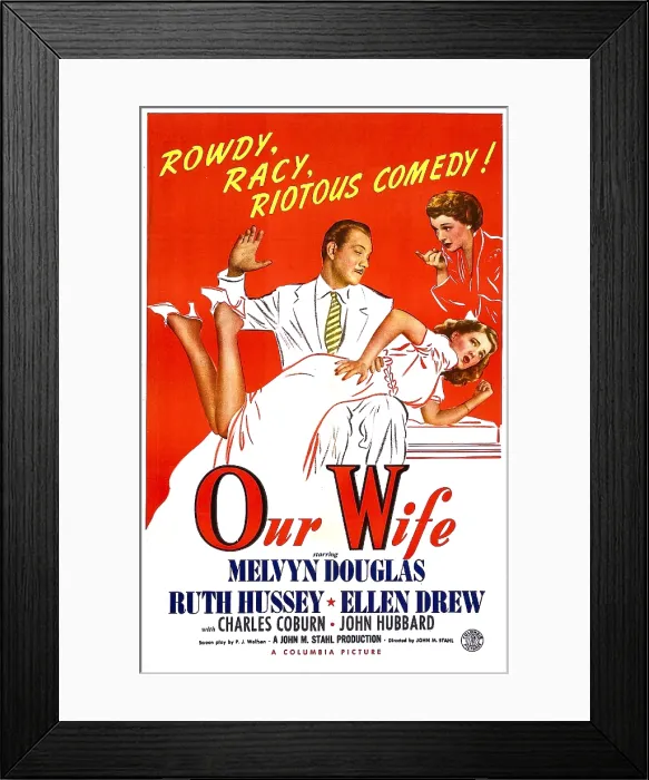 Framed Print : OUR WIFE, US poster, Melvyn Douglas (center), Ruth Hussey (far right), Ellen Drew (being spanked), 1941 Framed Print : OUR WIFE, US poster, Melvyn Douglas (center), Ruth Hussey (far right), Ellen Drew (being spanked), 1941