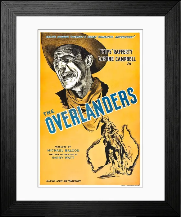 Framed Print : THE OVERLANDERS, US poster, Chips Rafferty, 1946 Framed Print : THE OVERLANDERS, US poster, Chips Rafferty, 1946