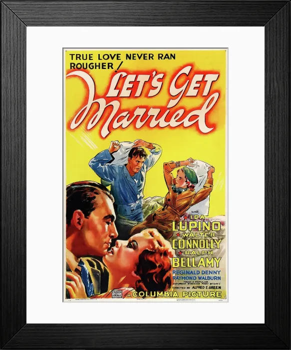 Framed Print : LET'S GET MARRIED, US poster art, foreground and background from left: Ralph Bellamy, Ida Lupino, 1937