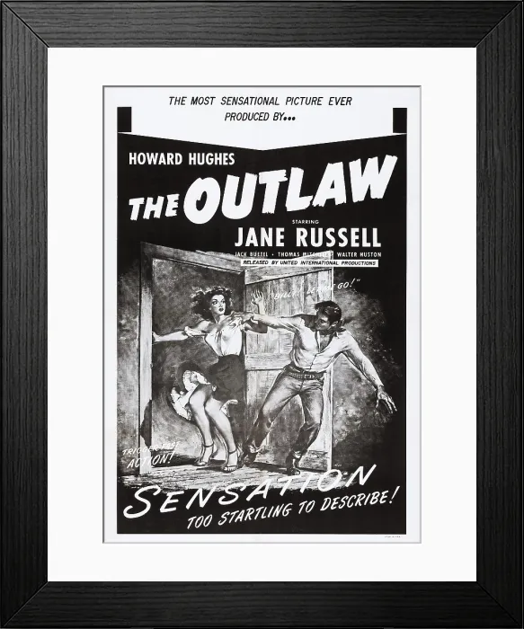 Framed Print : THE OUTLAW, US poster, from left: Jane Russell, Jack Buetel, 1943 Framed Print : THE OUTLAW, US poster, from left: Jane Russell, Jack Buetel, 1943