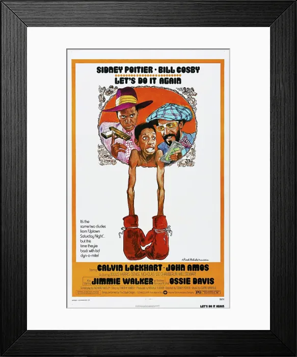 Framed Print : LET'S DO IT AGAIN, US poster, from left: John Amos, Jimmie Walker, Bill Cosby, 1975