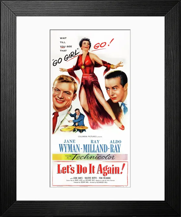 Framed Print : LET'S DO IT AGAIN, US poster art, top from left: Aldo Ray, Jane Wyman, Ray Milland, 1953