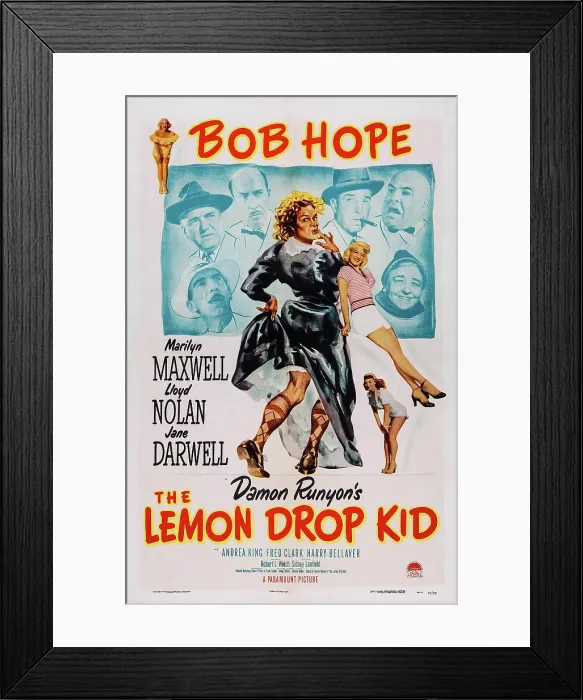 Framed Print : THE LEMON DROP KID, US poster art, center: Bob Hope, Marilyn Maxwell; back, from left: Oliver Blake, William Frawley, Fred Ward, Lloyd Nolan, Tor Johnson, Jane Darwell, 1951