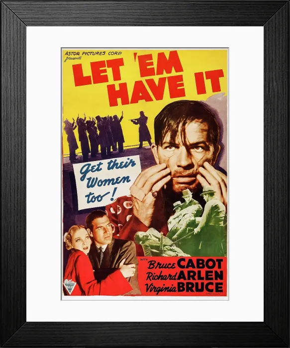 Framed Print : LET EM HAVE IT, US poster art, from left: Virginia Bruce, Richard Arlen, Bruce Cabot, 1935