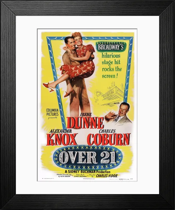 Framed Print : OVER 21, US poster art, from left: Alexander Knox, Irene Dunne, Charles Coburn, 1945 Framed Print : OVER 21, US poster art, from left: Alexander Knox, Irene Dunne, Charles Coburn, 1945