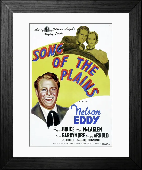 Framed Print : SONG OF THE PLAINS, (aka LET FREEDOM RING), Australian poster, top left: Nelson Eddy, Virginia Bruce, bottom left: Nelson Eddy, 1939