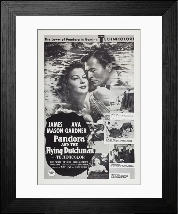 Framed Print : PANDORA AND THE FLYING DUTCHMAN, US poster art, from left: Ava Gardner, James Mason, 1951 Framed Print : PANDORA AND THE FLYING DUTCHMAN, US poster art, from left: Ava Gardner, James Mason, 1951