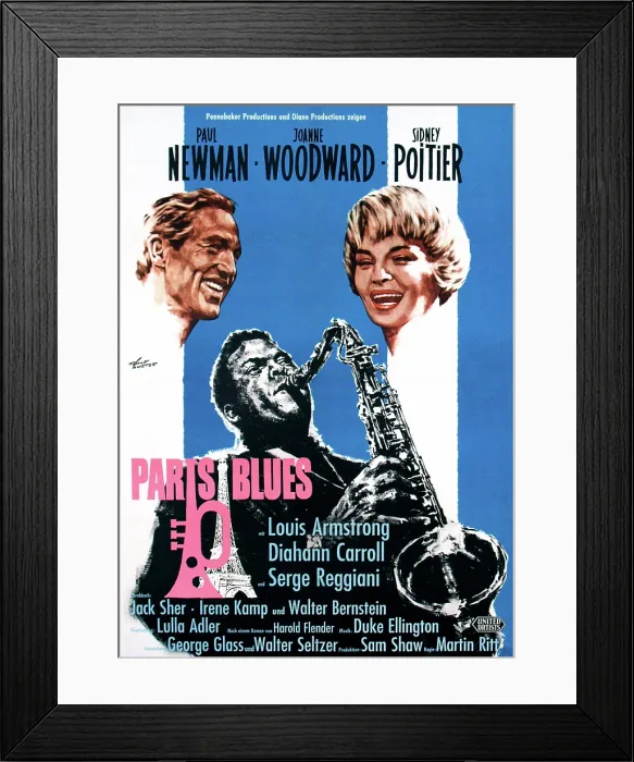 Framed Print : PARIS BLUES, from left, Paul Newman, Sidney Poitier, Joanne Woodward, 1961