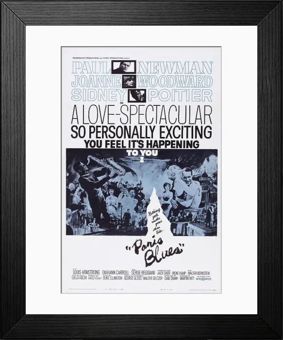 Framed Print : PARIS BLUES, US poster art, from top: Paul Newman, Joanne Woodward, Sidney Poitier, 1961 Framed Print : PARIS BLUES, US poster art, from top: Paul Newman, Joanne Woodward, Sidney Poitier, 1961