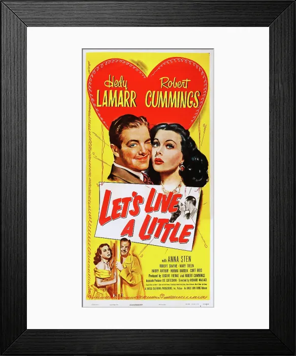 Framed Print : LET'S LIVE A LITTLE, US poster art, from left: Robert Cummings, Hedy Lamarr, 1948