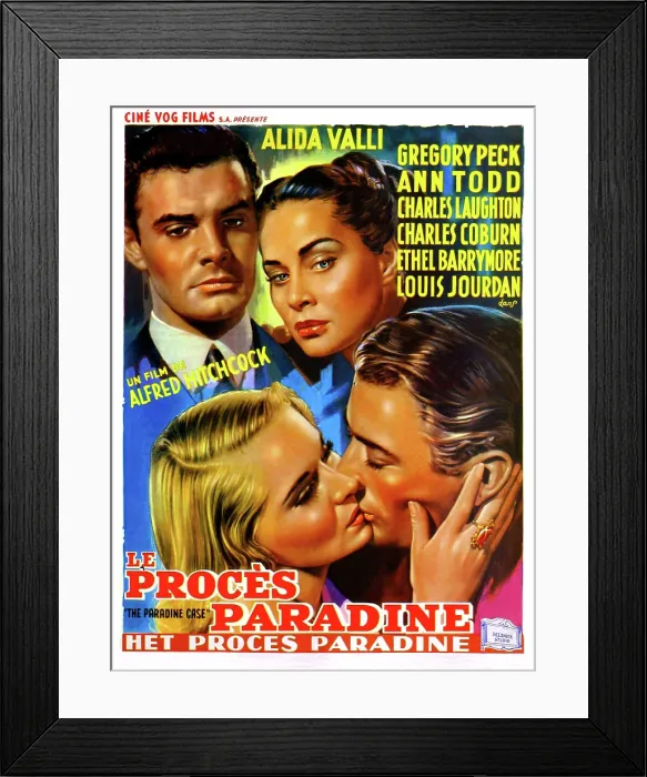 Framed Print : THE PARADINE CASE (aka LE PROCES PARADINE), Louis Jourdan, Alida Valli, Gregory Peck, Ann Todd, (Belgian poster art), 1947 Framed Print : THE PARADINE CASE (aka LE PROCES PARADINE), Louis Jourdan, Alida Valli, Gregory Peck, Ann Todd, (Belgian poster art), 1947