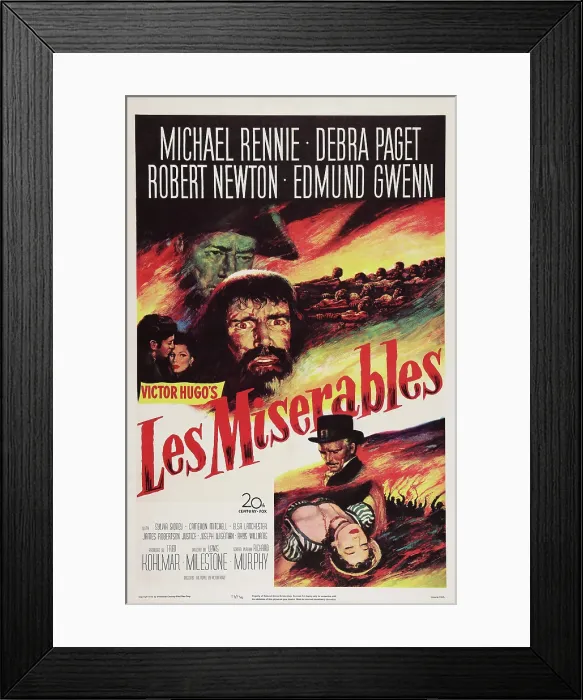 Framed Print : LES MISERABLES, US poster art, Michael Rennie, (beard), 1952. TM & Copyright 20th Century Fox Film Corp. All rights reserved / courtesy Everett Collection