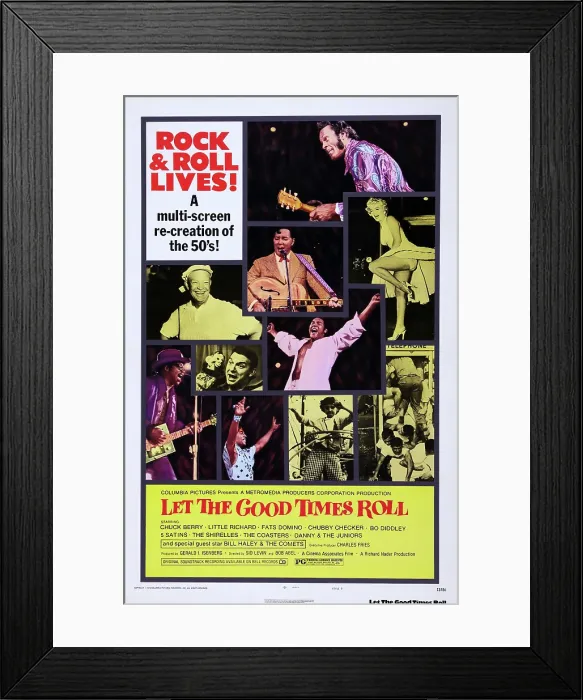 Framed Print : LET THE GOOD TIMES ROLL, US poster art, bottom left, first and second: Bo Diddley, Little Richard; second row from bottom: Howdy Doody, Buffalo Bob Smith